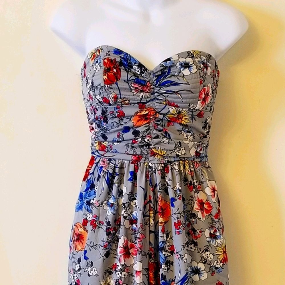 Band of Gypsies Boho Strapless Floral Romper Jumpsuit Size Small